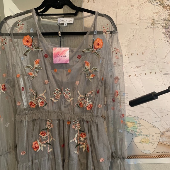 Tulle Maxi Dress - Embroidered Flowers - Size M - Picture 5 of 8